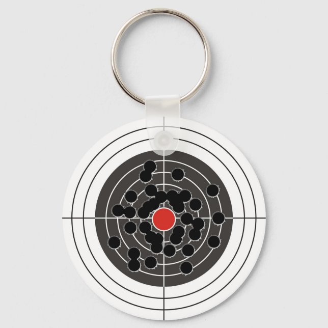 Bullet holes in target - but not the bulls-eye! key ring (Front)