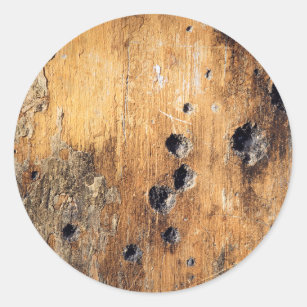 Bullet holes in wall classic round sticker