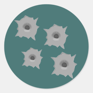 bullet holes on the wall classic round sticker