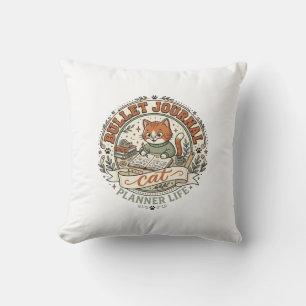Bullet Journal Cat Bullet Journal Cat Vintage Vect Cushion