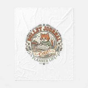 Bullet Journal Cat Bullet Journal Cat Vintage Vect Fleece Blanket