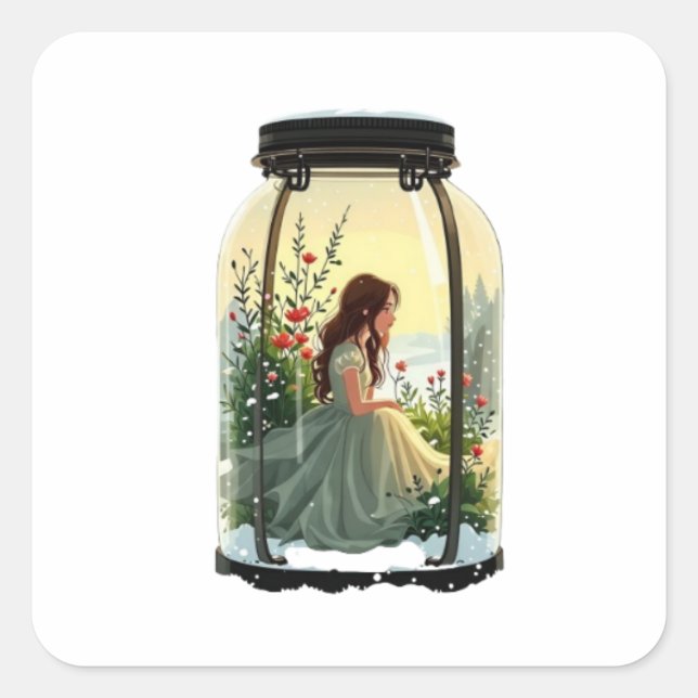 Bullet Journalling Series2 - Terrarium Girl 2 Square Sticker (Front)
