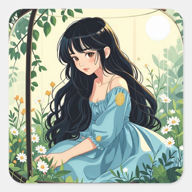 Bullet Journalling Series3 - Terrarium Girl 3 Square Sticker (Front)