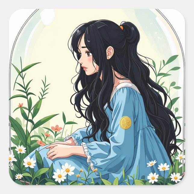 Bullet Journalling Series4 - Terrarium Girl 4 Square Sticker (Front)