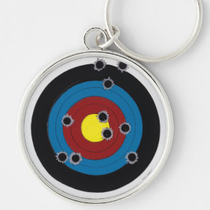 Bullet Riddled Bullseye Key Ring