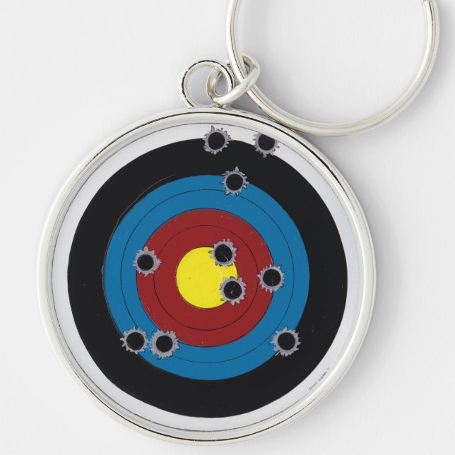 Bullet Riddled Bullseye Key Ring (Front)