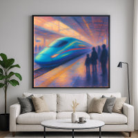 Bullet Train Arrival - Pastel Painting Style