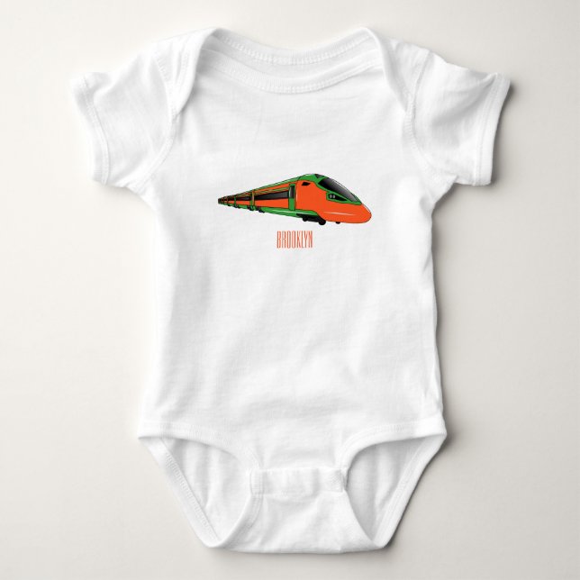 Bullet train cartoon illustration baby bodysuit (Front)