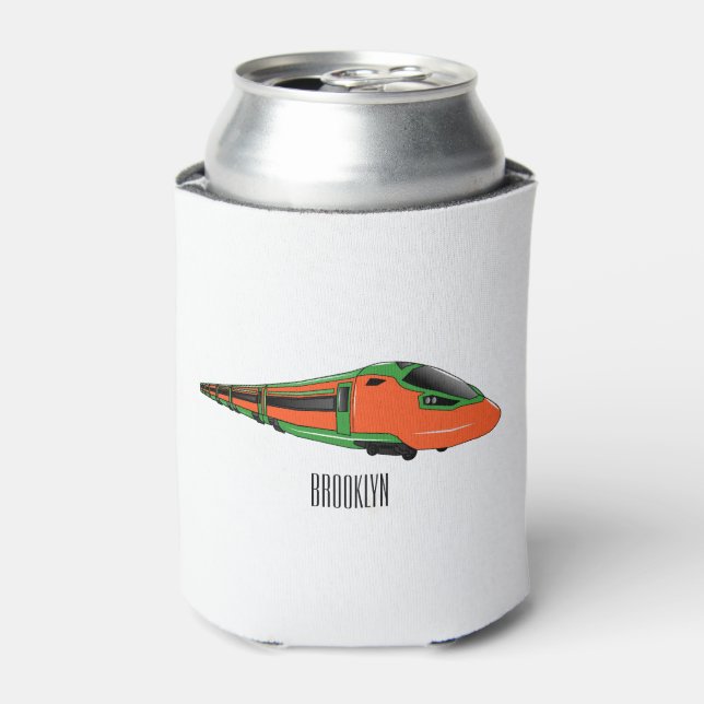 Bullet train cartoon illustration can cooler (Can Front)