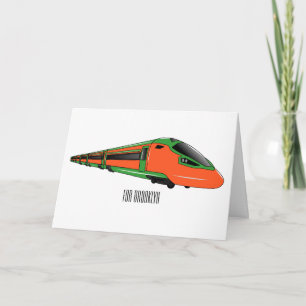 Bullet train cartoon illustration card