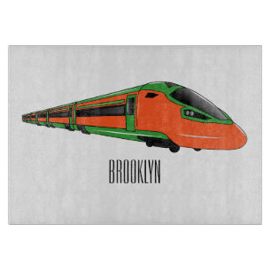 Bullet train cartoon illustration cutting board