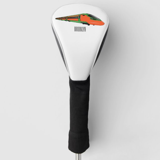 Bullet train cartoon illustration golf head cover (Front)