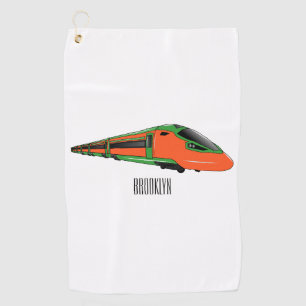 Bullet train cartoon illustration golf towel