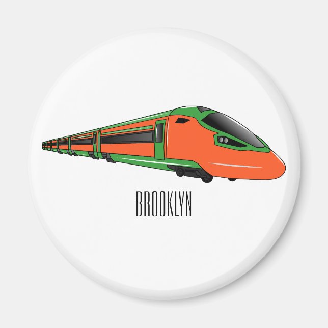 Bullet train cartoon illustration magnet (Front)