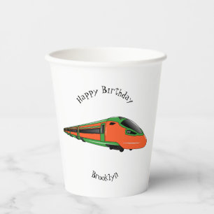 Bullet train cartoon illustration paper cups
