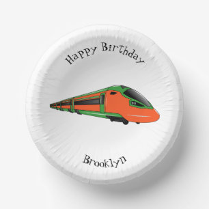 Bullet train cartoon illustration paper plate