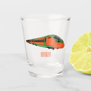 Bullet train cartoon illustration shot glass
