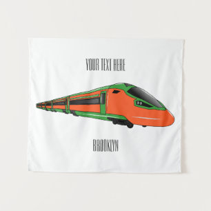 Bullet train cartoon illustration tapestry