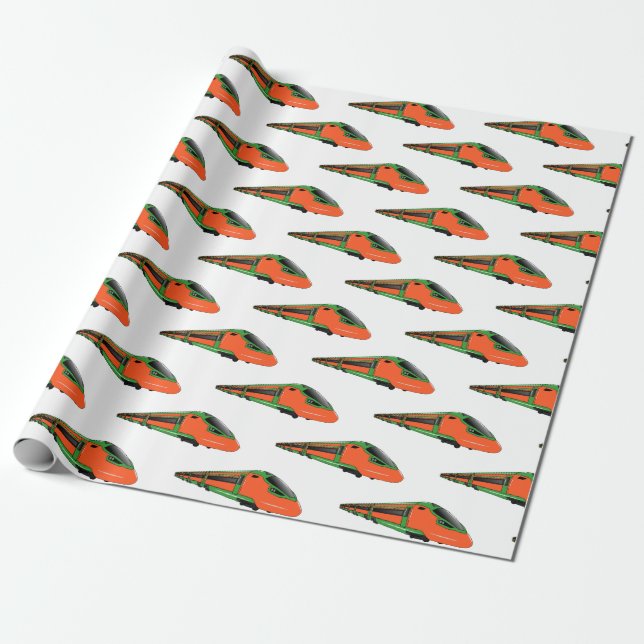 Bullet train cartoon illustration wrapping paper (Unrolled)
