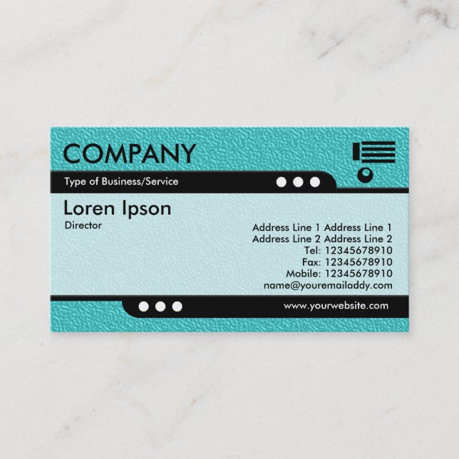 Bullet Train - Cyan Embossed Texture Business Card (Front)
