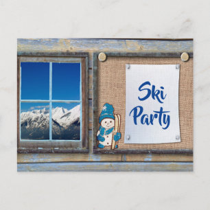 Bulletin Board Ski Party Invitation Postcard