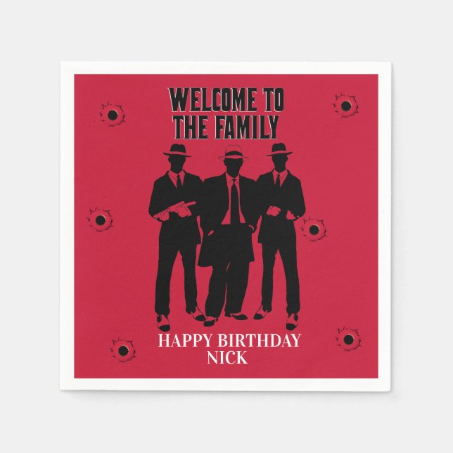 Bullets and Gangsters Party Napkins (Front)