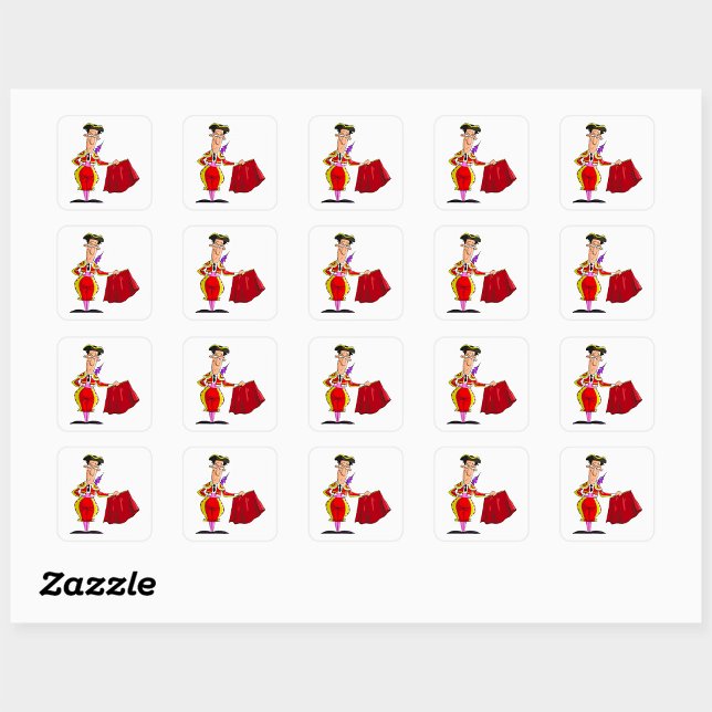 Bullfighter And Red Cape Square Sticker (Creator Uploaded)