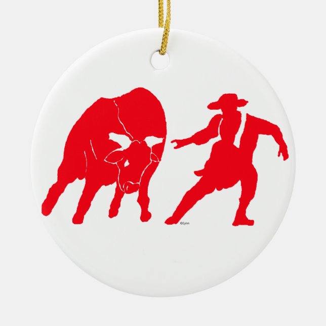 BullfighterRed Ceramic Tree Decoration (Front)