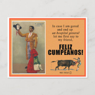 BULLFIGHTING HAPPY BIRTHDAY GREETING POSTCARD