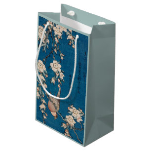 Bullfinch on a Weeping Cherry Branch by Hokusai Small Gift Bag
