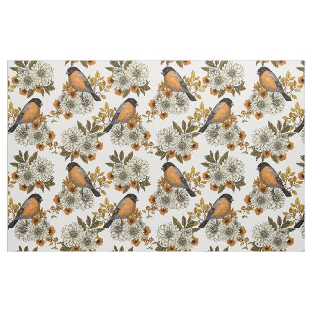 Bullfinch on autumn florals 2 fabric (Fat Quarter)