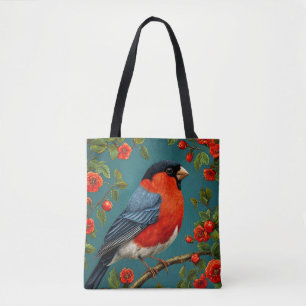 Bullfinch on Branch Elegant Bird Lover Gift Nature Tote Bag