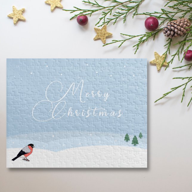 Bullfinch & Snowy Landscape Merry Christmas Puzzle (Bullfinch & Snowy Landscape Merry Christmas Puzzle)