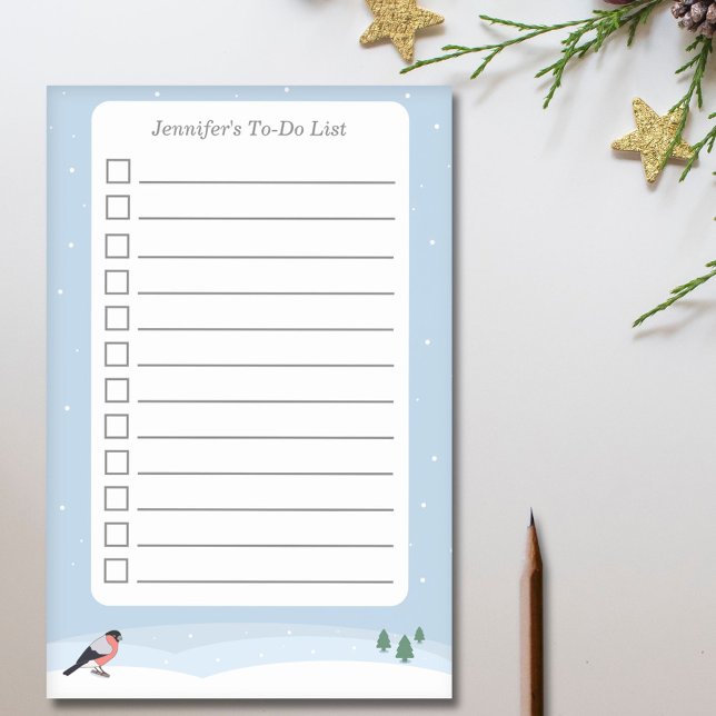 Bullfinch & Snowy Landscape To-Do List  Post-it Notes (Bullfinch & Snowy Landscape To-Do List Post-it Notes)