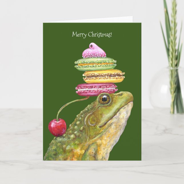 Bullfrog Christmas Folded Greeting Card (Front)