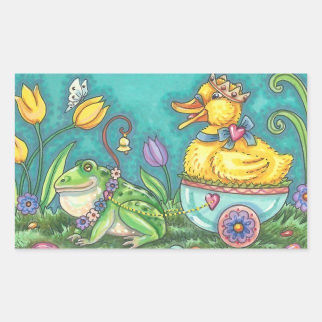 BULLFROG & DUCK EASTER EGG, SPRING STICKERS Sheet (Front)