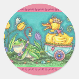 BULLFROG & DUCK EASTER EGG STICKERS Sheet Round