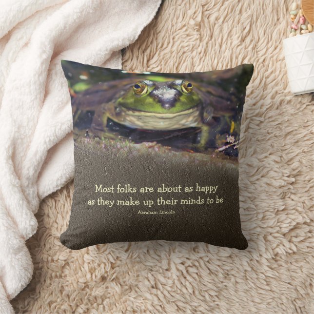 Bullfrog Happiness Inspirational Quote   Cushion (Blanket)