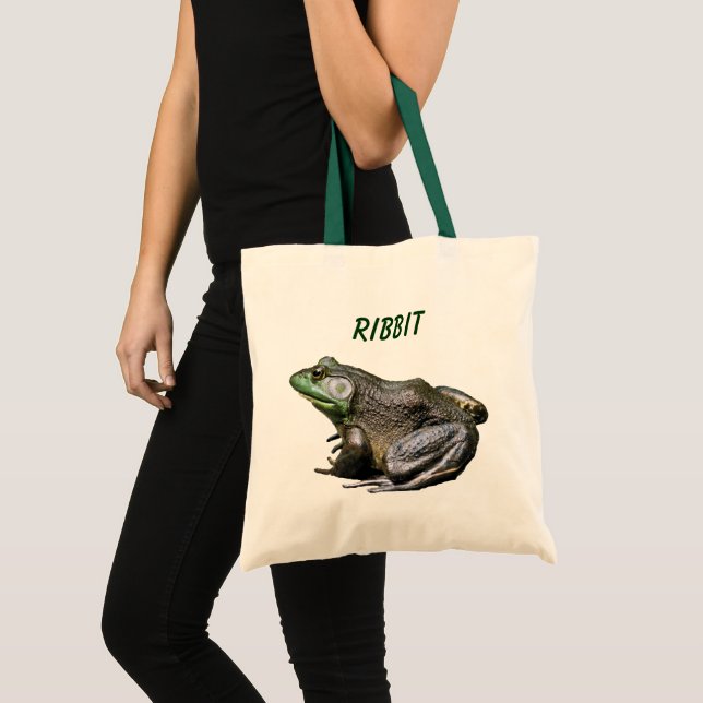 Bullfrog Ribbit Funny Nature Photo  Tote Bag (Front (Product))