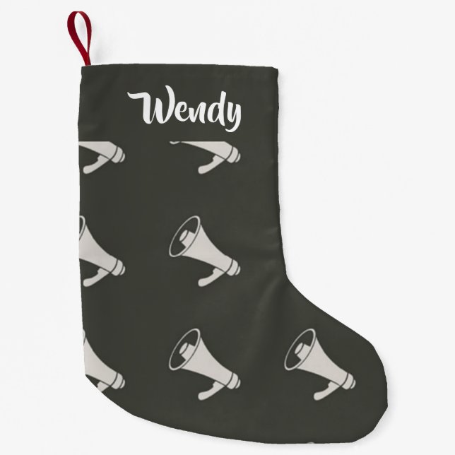 Bullhorn pattern on grey  small christmas stocking (Front)
