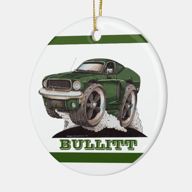 Bullitt Green Mustang Classic Movie Cartoon Car Ceramic Tree Decoration (Left)