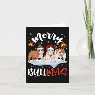 Bullmas Fun Santa Reindeer Elf Bulldog Christmas Card