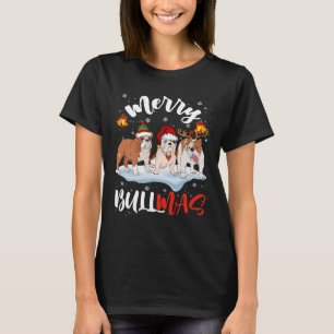 Bullmas Fun Santa Reindeer Elf Bulldog Christmas T-Shirt