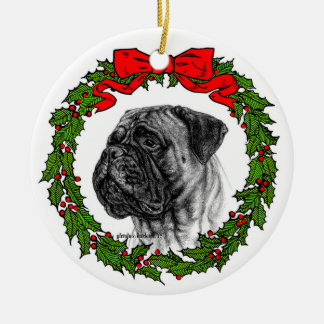 Bullmastiff Art by Glenda S. Harlan Ceramic Tree Decoration