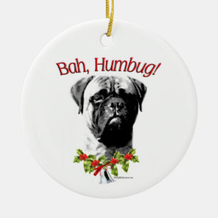 Bullmastiff Bah Humbug  Ceramic Tree Decoration
