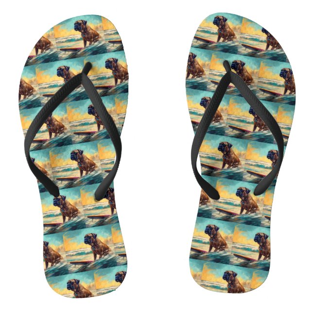 Bullmastiff Beach Surfing Painting  Jandals (Footbed)