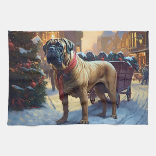 Bullmastiff Christmas Festive Season Tea Towel