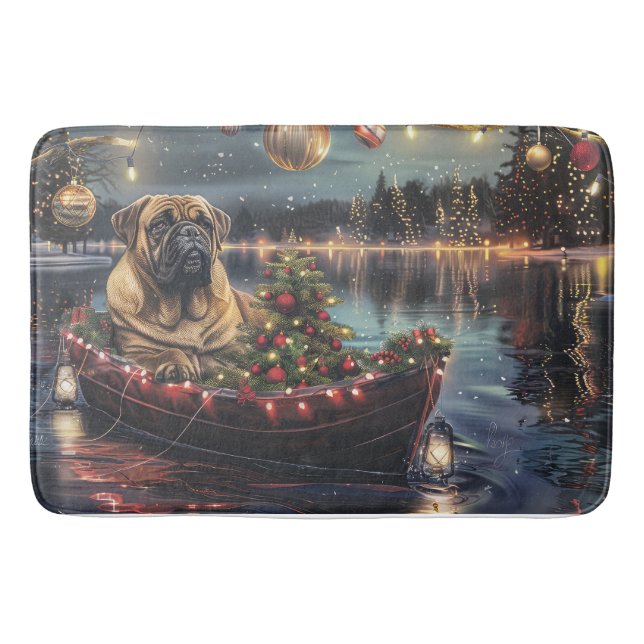 Bullmastiff Christmas Festive Voyage Bath Mat (Front)