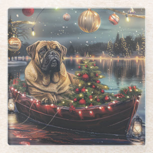 Bullmastiff Christmas Festive Voyage Glass Coaster
