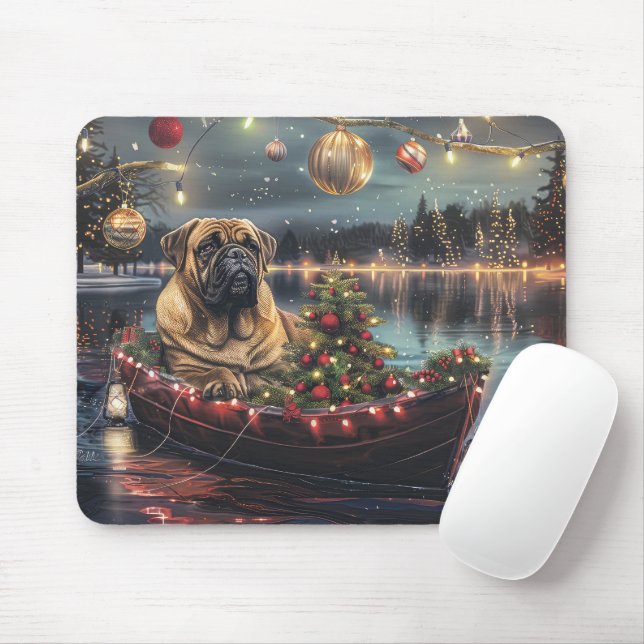Bullmastiff Christmas Festive Voyage Mouse Pad (With Mouse)